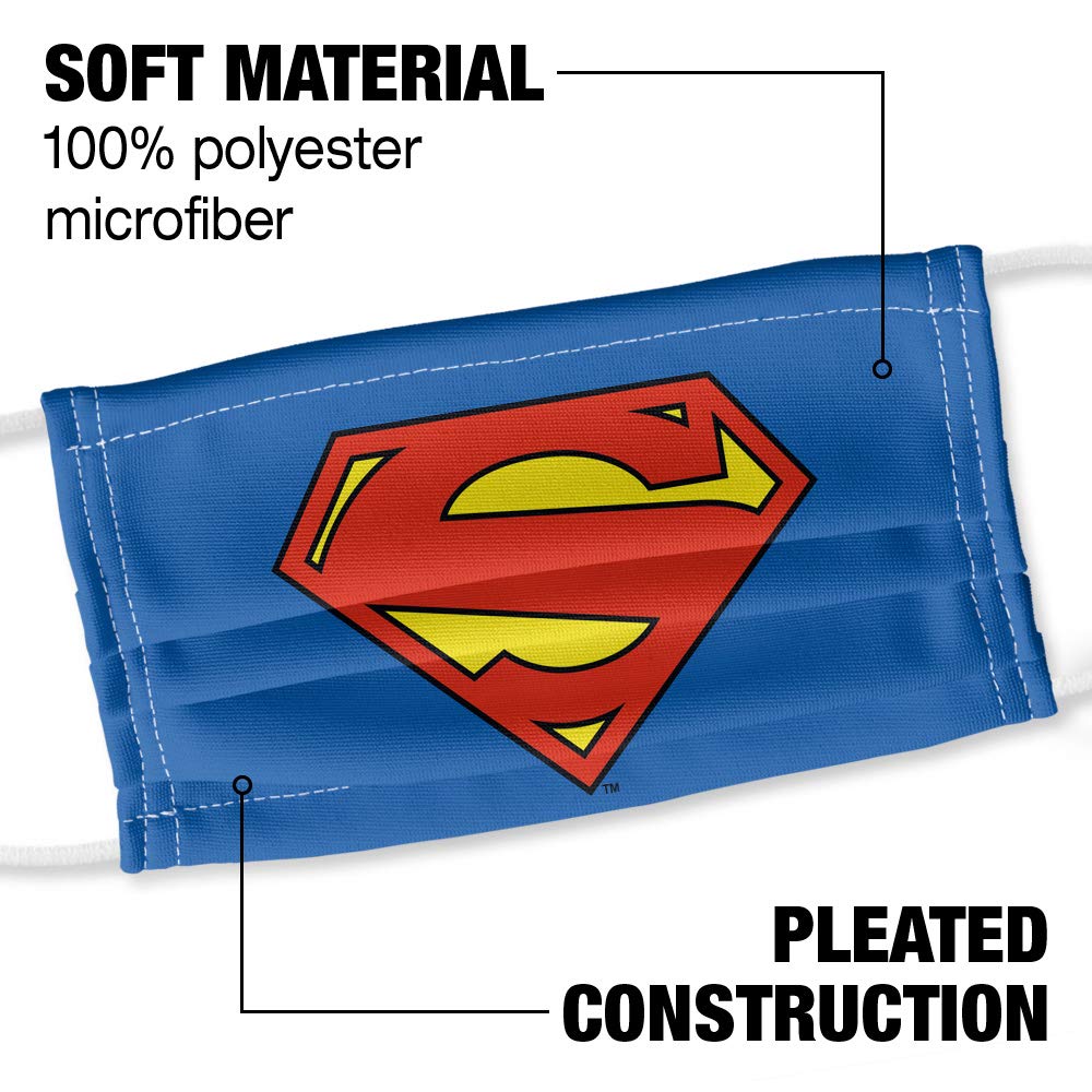 Popfunk Superman New 52 Logo Shield 1-Ply Reusable Face Mask Covering with Adjustable Nose Wire, Unisex