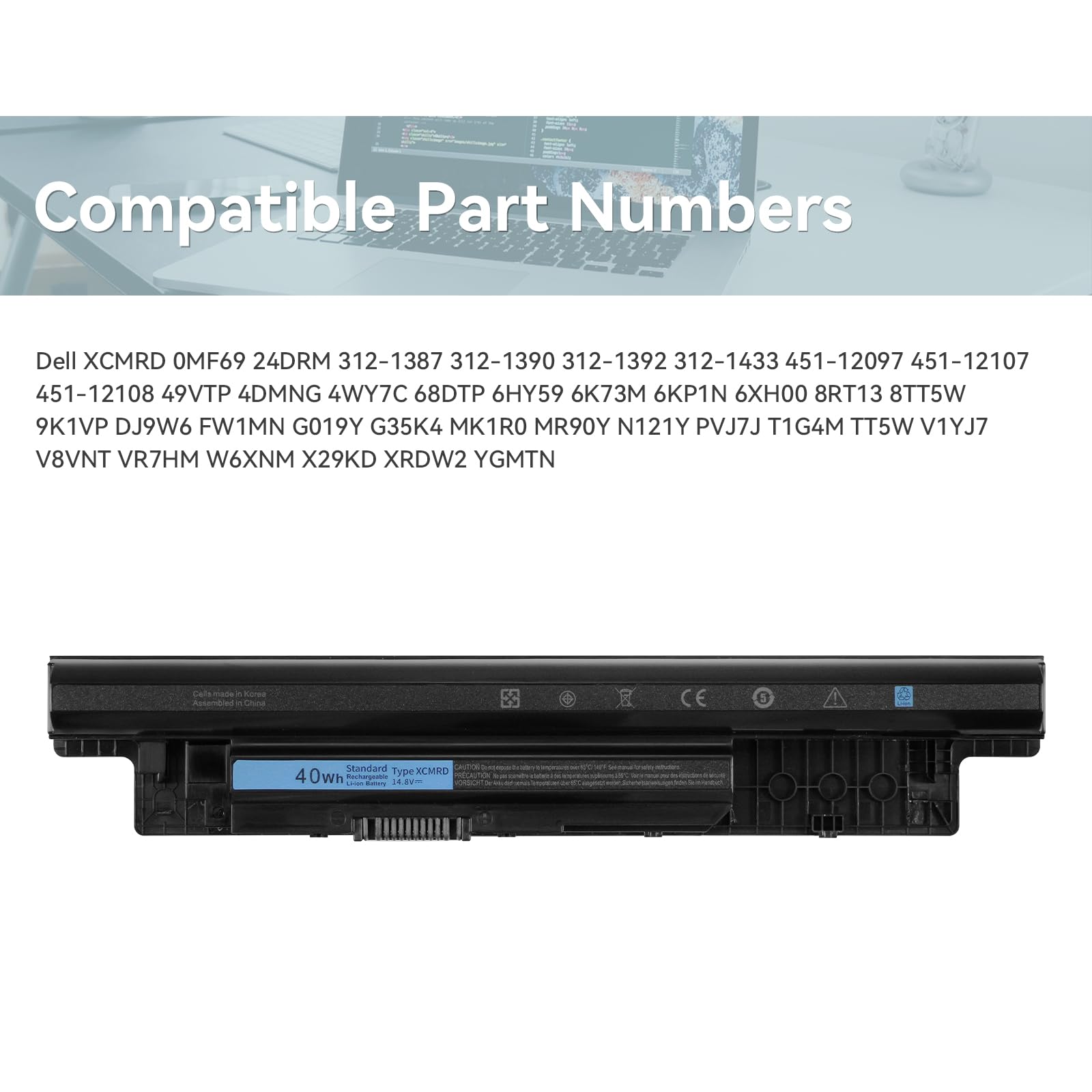 XCMRD Batterie pour Dell Latitude 3440 3540 Inspiron 14 3421 3442 3437 14R 5421 15 3521 3531 3537 3542 3543 15R 5521 5537 17 3721 3737 5748 5749 17R 5721 5737 Vostro 2421 2521 3546 MR90Y 4WY7C 6HY59