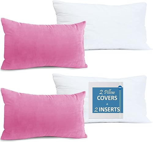 Paquete de 2 rellenos de almohada con terciopelo suave y sólido juego de fundas de almohada cuadradas decorativas para sofá, automóvil, dormitorio,