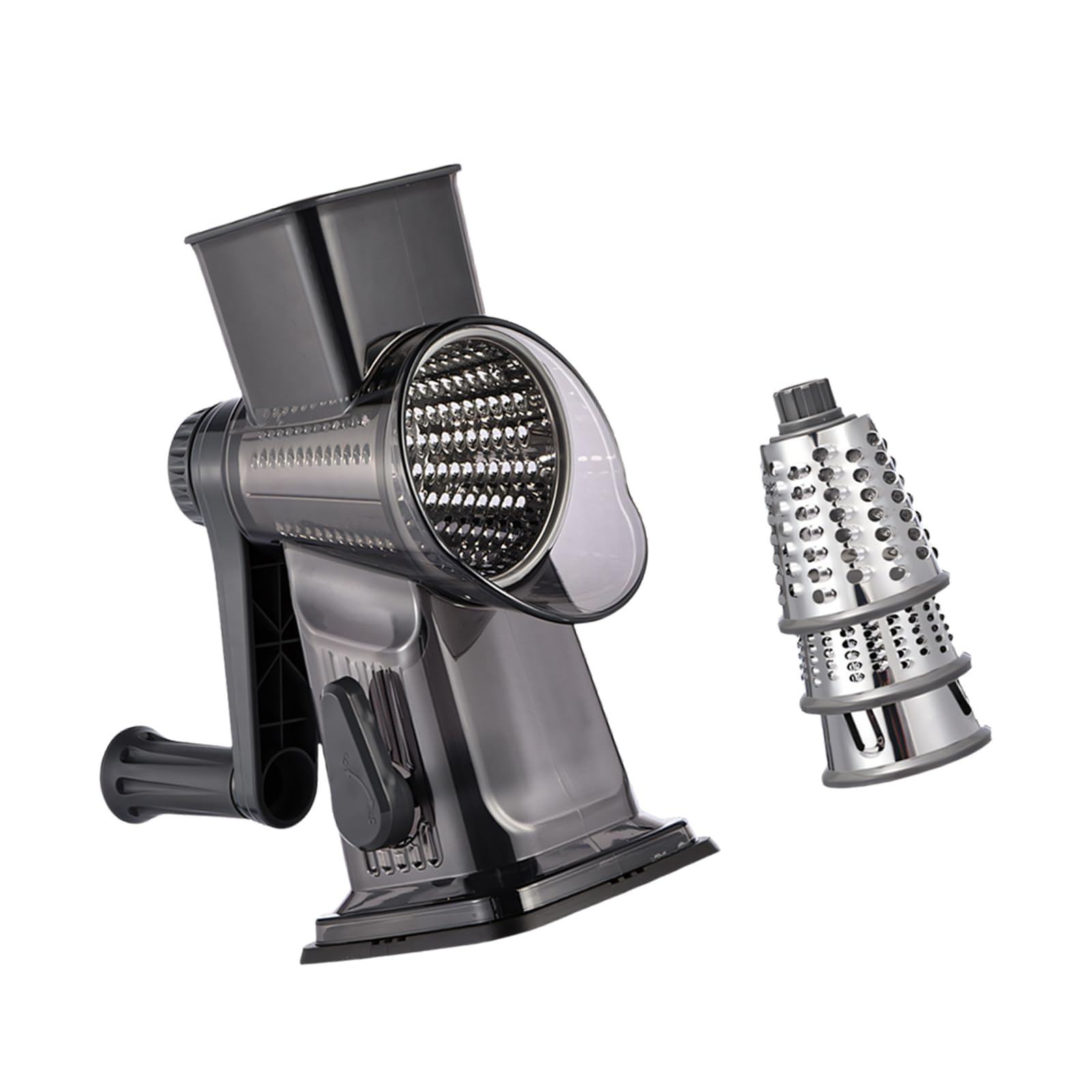 HGENAHGTF Rotary Grater with 3 Stainless Disks and Suction Base for Safe Grating Multifunctional Food Grater