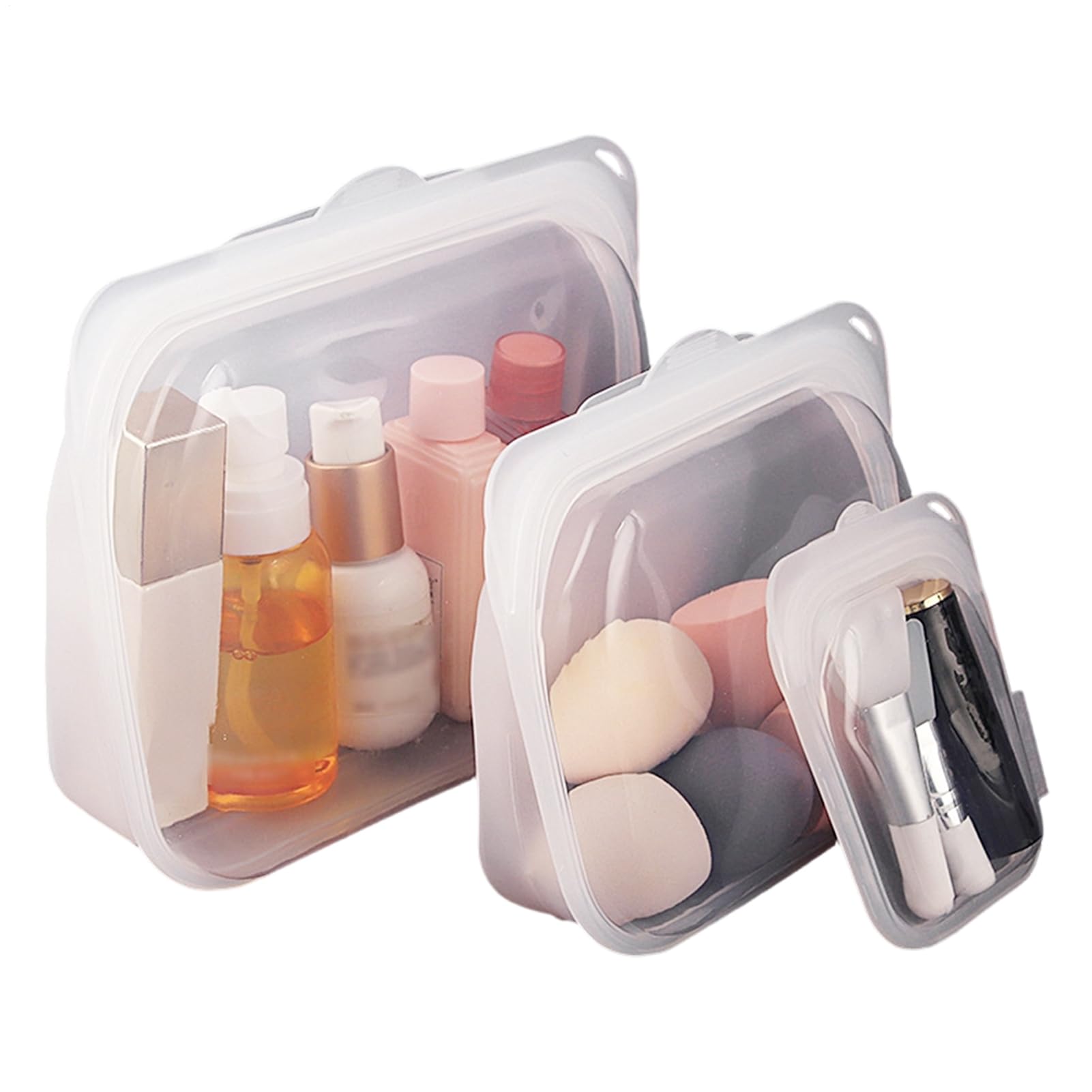 Bolsa de Alimentos Reutilizable 3 Recipientes de Silicona para Almuerzo | Apta para Lavavajillas para Carne, Queso, Verdura, Fruta, Lonchera, Viajes, Fridge, Preparación de