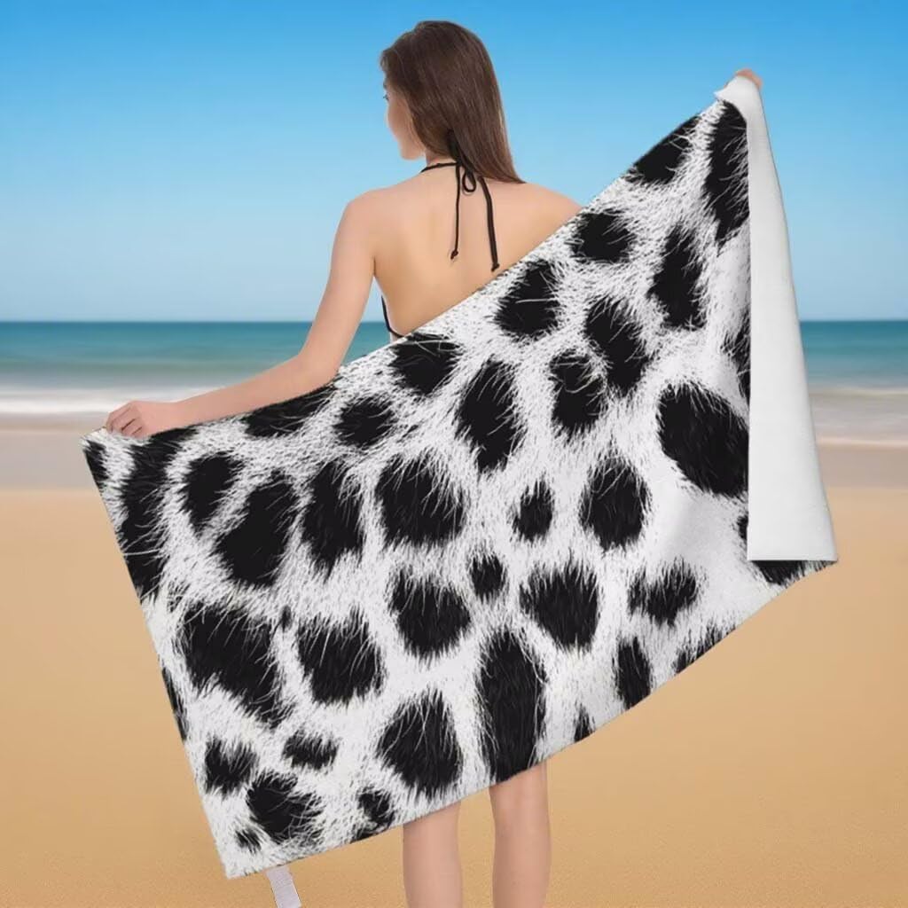 Toalla de Playa Grande 220x100cm/35x70cm, Juego de 2 Toalla Microfibra XXL de Antiarena, Toallas Playa Suave Ligera, Absorbente Secado Rápido, Beach Towel Viaje, Regalo Mujer Hombre (Leopardo) I-94