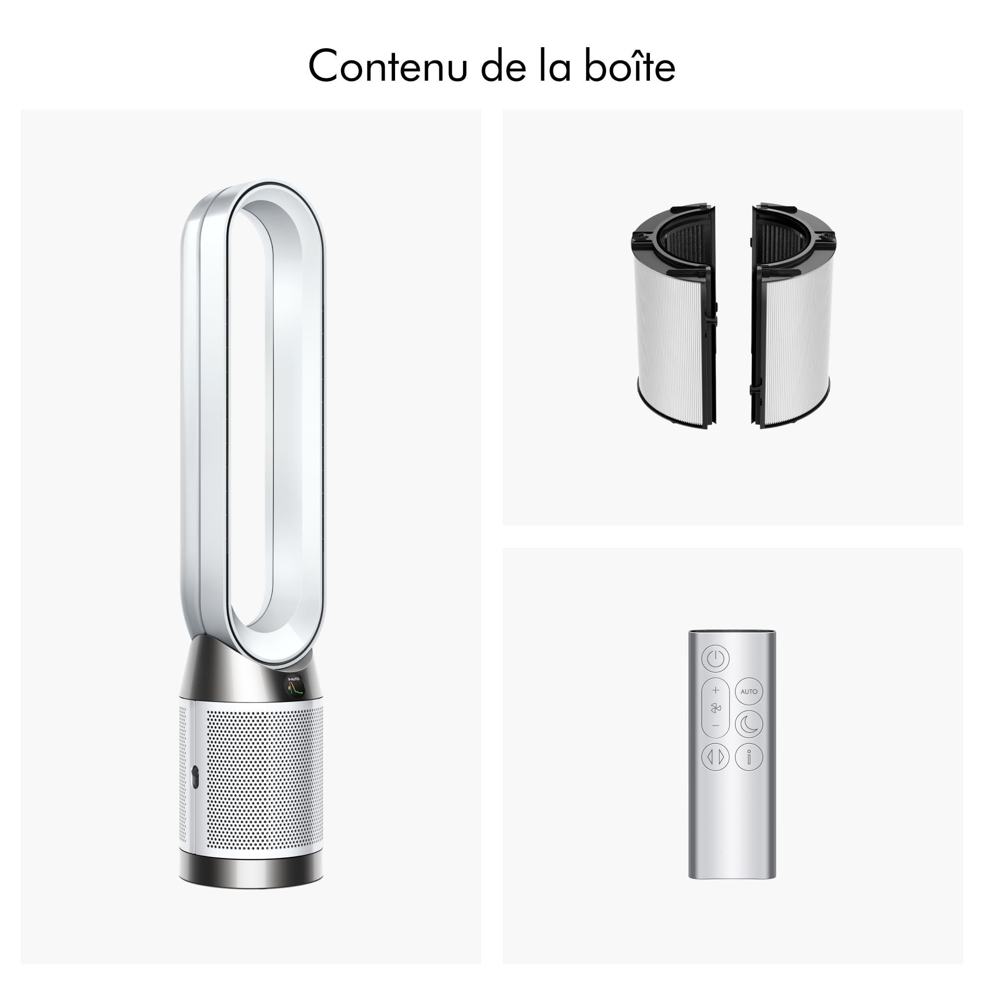 Dyson Purifier Cool PC1 ventilateur, purificateur d’air avec flux d’air rafraîchissant puissant (Blanc/Argent)