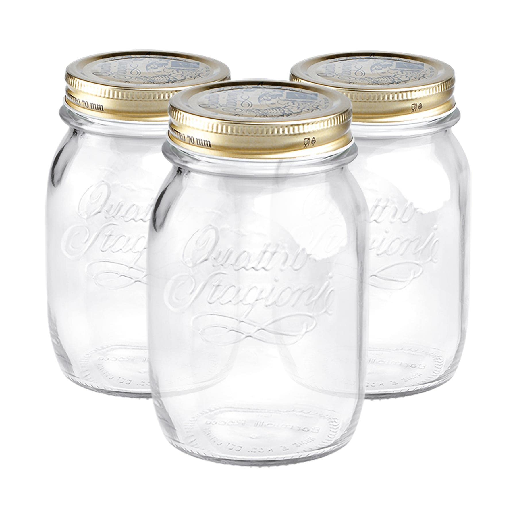 Bormioli RoccoQuattro Stagioni Glass Storage Jars - Traditional Kitchen Food Canister with Screw Top Lid - 500ml - Pack of 3