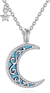 VONALA Collar de plata de ley 925 con estrella de luna y turquesa, regalo de joyería de estrellas para mujeres, esposa, amante, Plata esterlina, No es una piedra preciosa