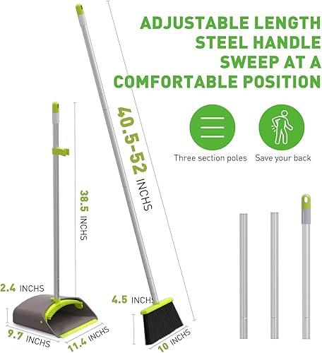 Miniatura 5 de Juego combinado de escoba con recogedor, escoba con recogedor de pie, escoba y recogedor con mango largo