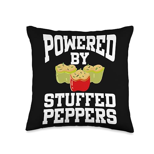 Powered by Stuffed Peppers Throw Pillow