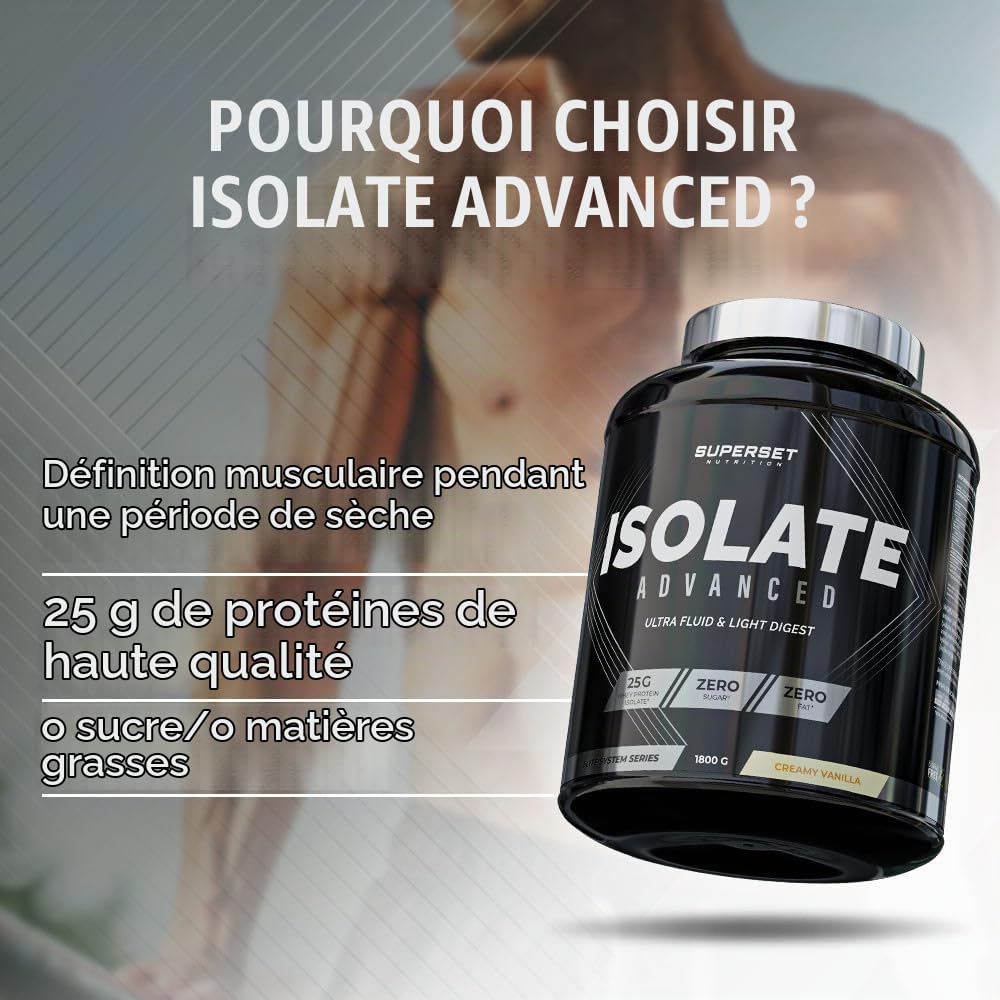 Superset Nutrition - Zero Isolate Advanced (1,8kg) - Whey Isolate - 25g de protéines par portion - 0 sucre, 0 graisse - Teneur réduite en lactose - Ultra-filtrée, enrichie en L-Glutamine - Chocolat