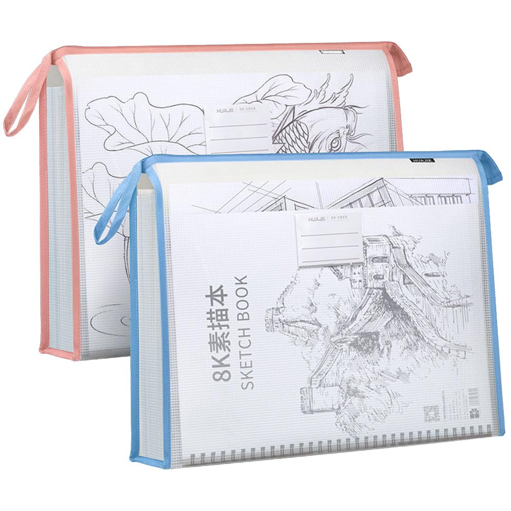 Oaygat 2-Piece A3 Waterproof Art Portfolio Bag Set Transparent Mesh Artist Folder with Zipper Portable Handheld Tote Storage Case with Handle Clear Document & Poster Organizer for Artwork Carrying — image 1