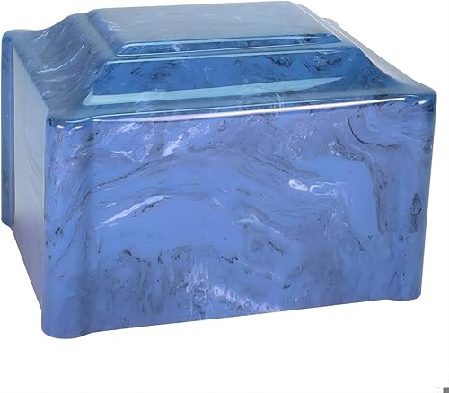 Miniatura 3 de Urna de cremación de mármol cultivado Claremont azul cobalto con grabado personalizado, tamaño adulto, urnas de cremación para cenizas humanas,