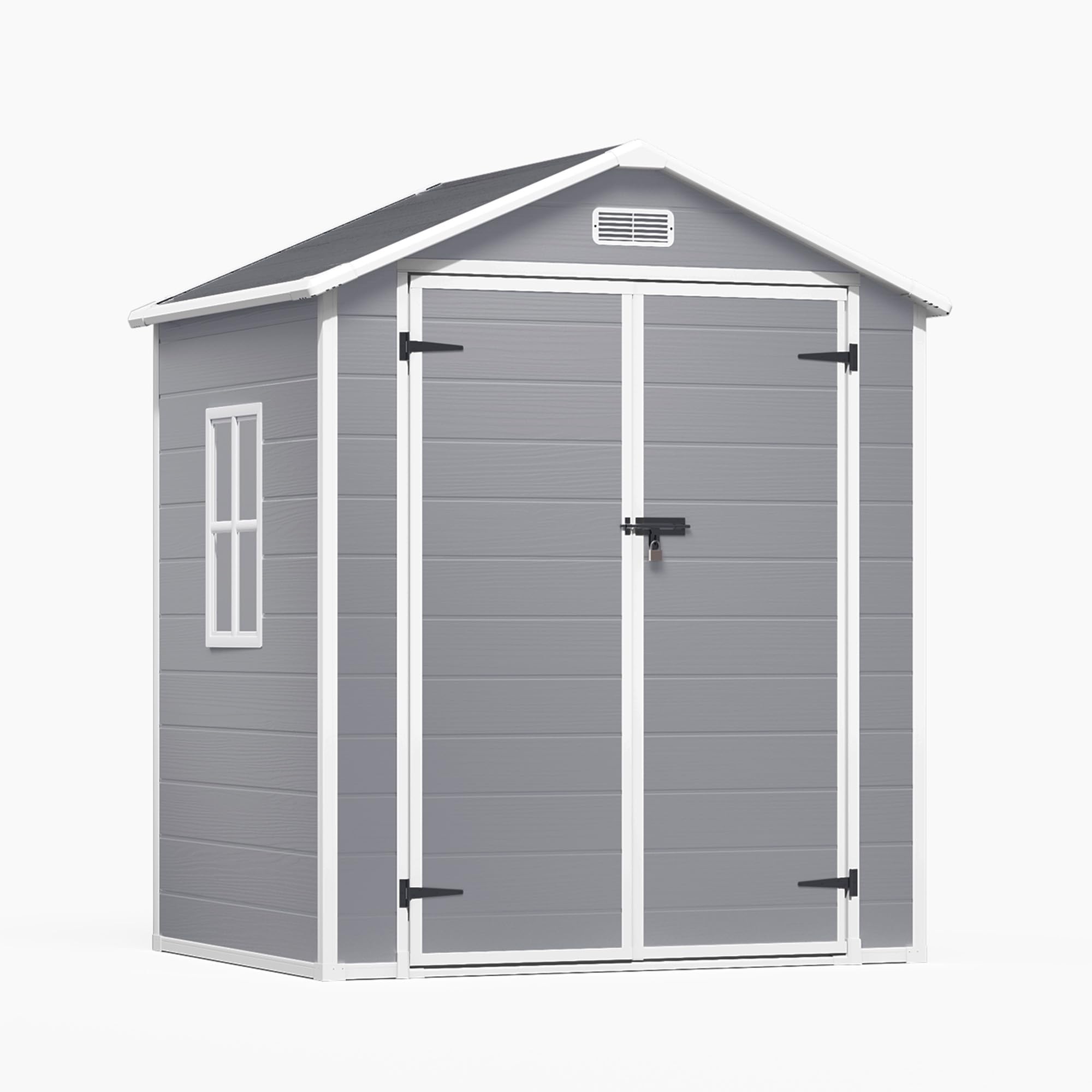 Xbro Gerätehaus Kunststoff 171x124x210 cm Grau, wetterfestes Geräteschuppen Kunststoff mit Bodenplatte, UV-beständig & abschließbar, Gartenhaus für Garten Terrasse Balkon
