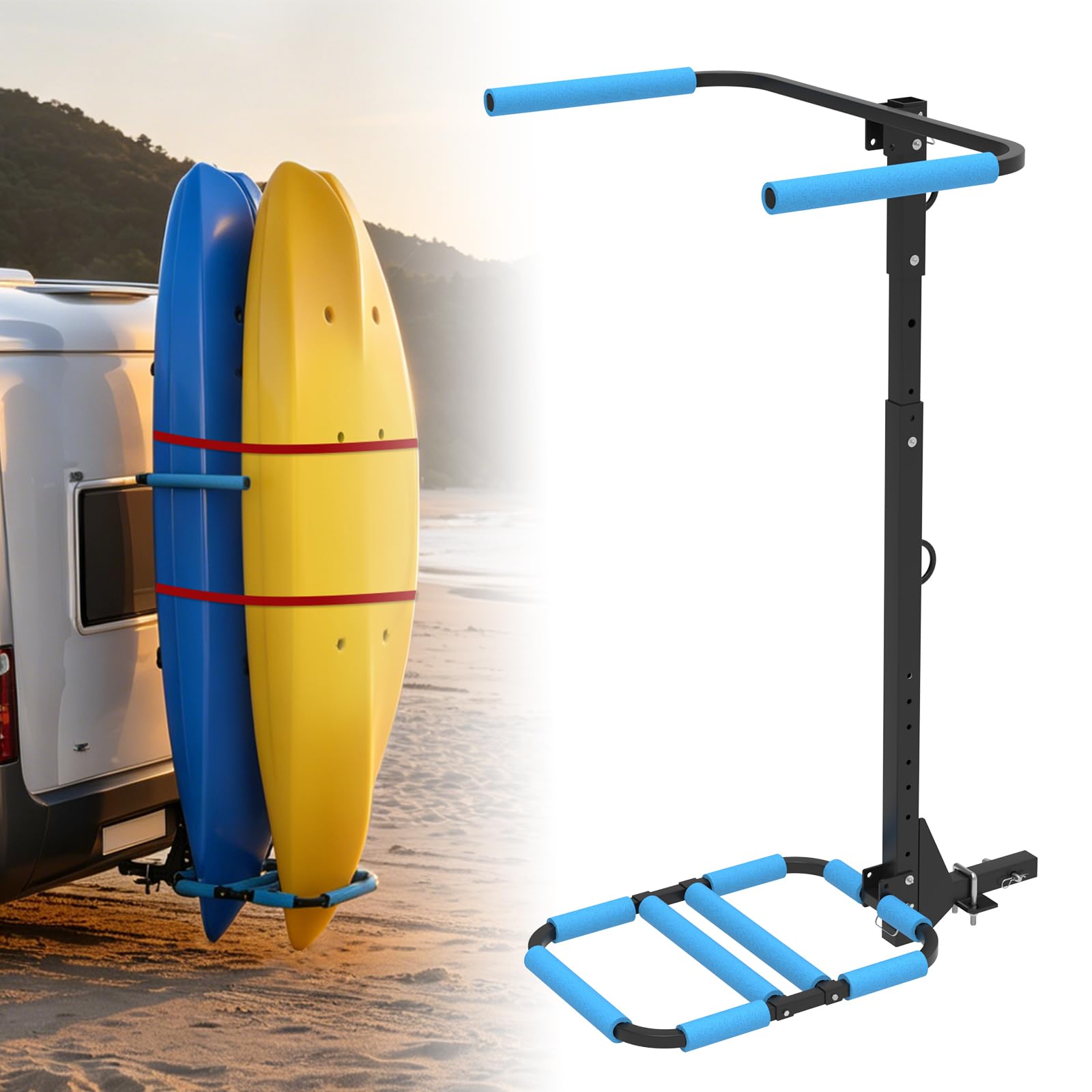 Photo 1 of ***MISSING PARTS***


EONECROSS Upgraded RV Hitch Mount Kayak Rack,300 LBS Heavy Duty Vertical Carrier for 2 Kayaks up to 12 FT with Adjustable Base and Height, Fits 2" Trailer Hitch Receiver for RV, Truck and SUV