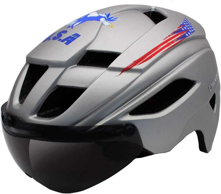 GIEADUN Bicycle Helmet Men and Women MTB Cycling Helmet cpsc Certification with Removable Lens resizable