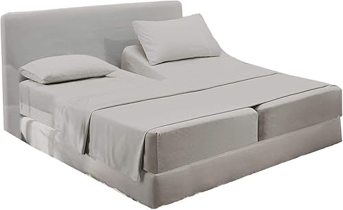 Olivialinen Juego de sábanas bajeras extra largas tamaño individual XL para cama ajustable, sábanas de 5 piezas tamaño King dividido, se adapta a