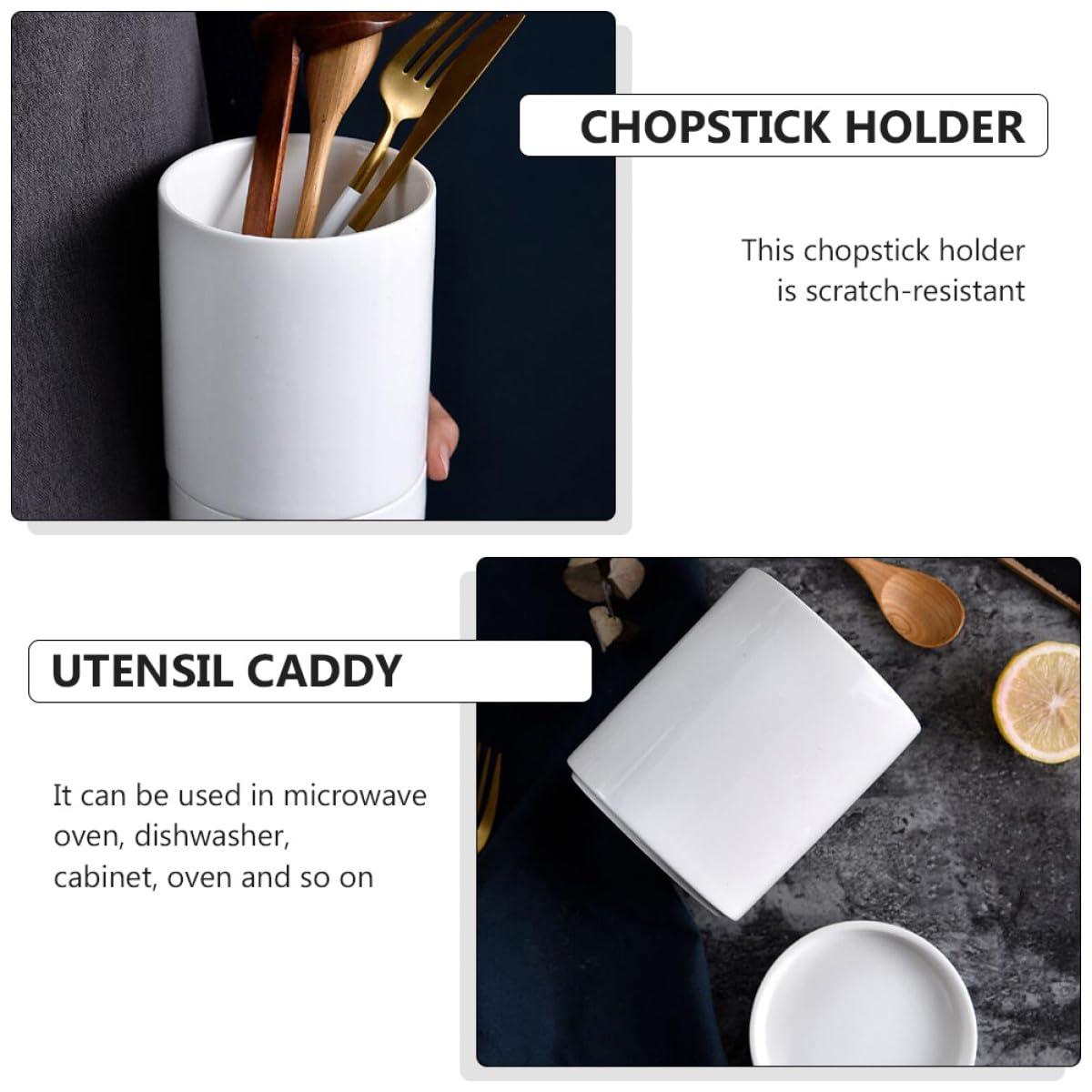 Porte-ustensiles Multipurpose Égouttoir Blanc en Céramique Cuisine Organisateur Pratique pour Baguettes pour Comptoir Cuisine