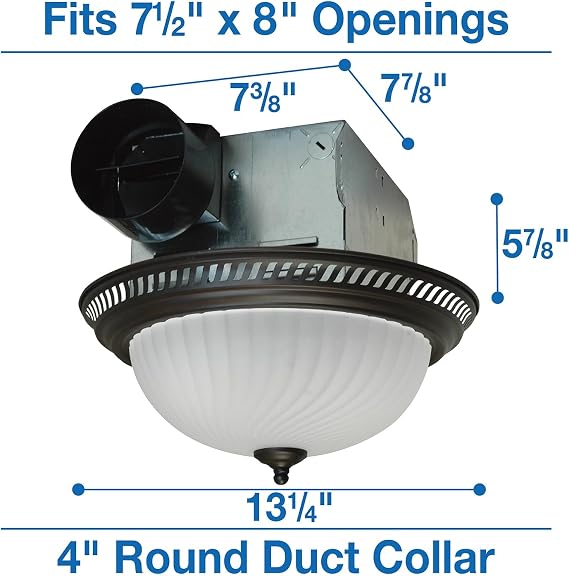 Air King DRLC701 Round Bath Fan with Light, Bronze
