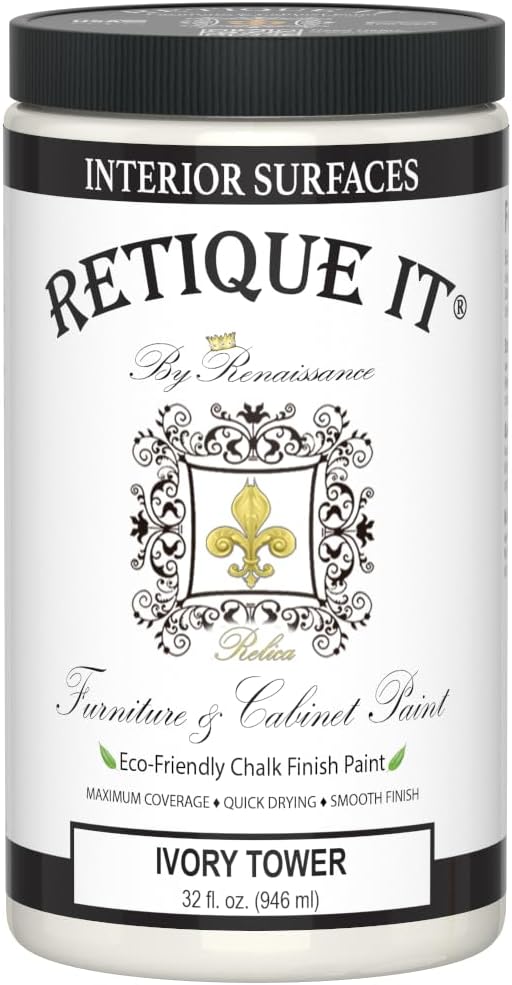 Chalk Furniture Acrylic Paint by Renaissance DIY, 32 oz (Quart), 32 Fl Oz, White