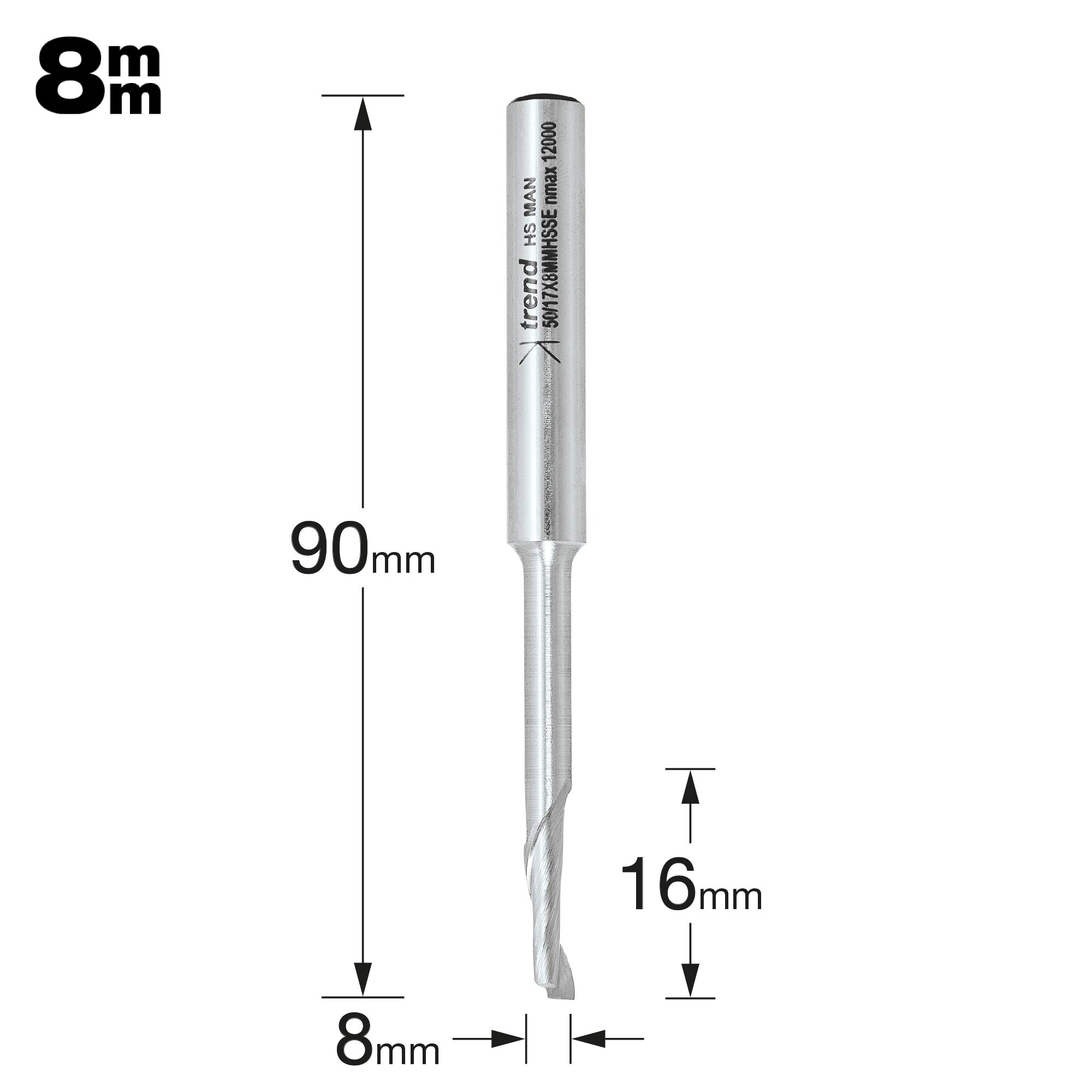 Trend Aluminium UPVC Single Flute Narrow Neck Helical Cutter 5mm 16mm 8mm