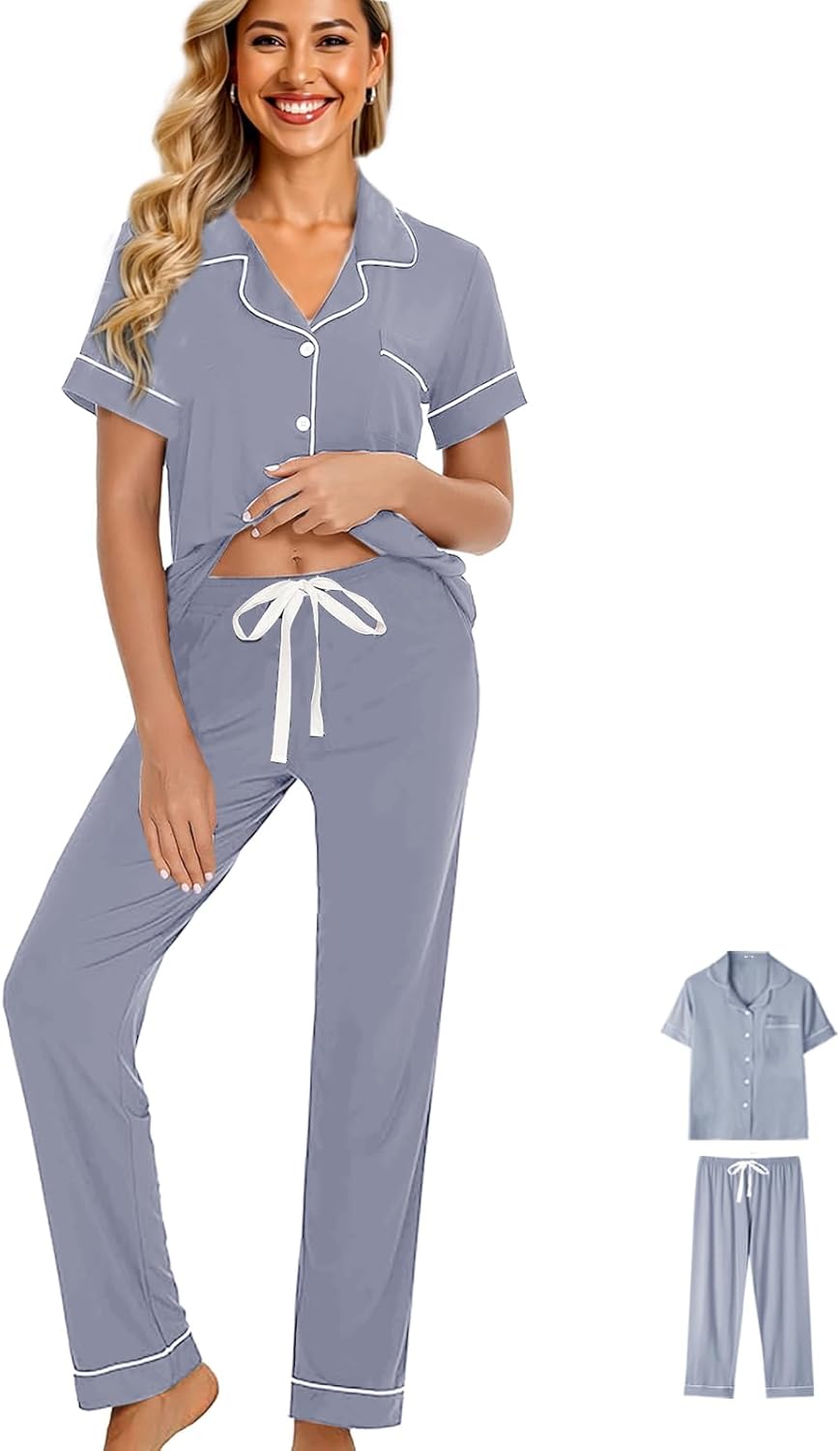 Womens Pajamas Set 3Pcs Pajama Sets Soft Sleepwear XS-XXL Button Down Lounge Sets Nightwear Long Pants Pjs Sets Womens Pajamas Set 3Pcs Pajama Sets Soft Sleepwear XS-XXL Button Down Lounge Sets Nightwear Long Pants Pjs Sets
