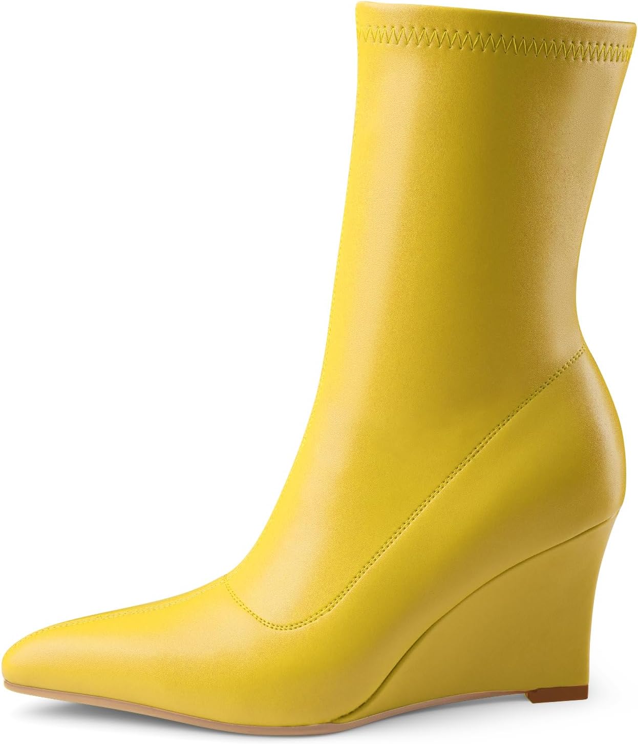 Oh Mispares Women’s Mid Calf Boots Wedge Heel Pointed Toe Side Zipper Ankle Short Boots Closed Toe Party Dress Booties 3 Inches