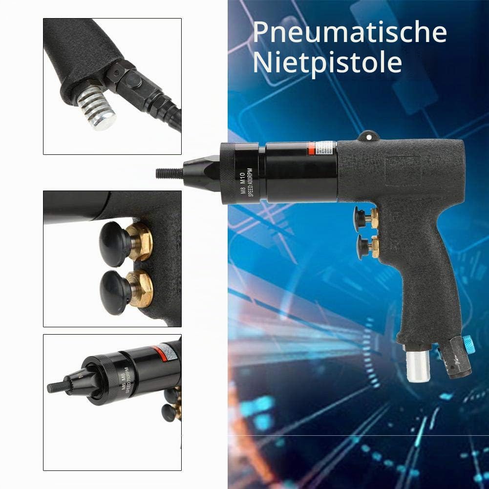 Pneumatische Nietpistole, Nietmutternpistole Nietwerkzeug Automatische Luftnietpistole Werkzeug Geeignet für alle Arten von Metallplatten, Rohren und anderen Nieten(M8/M10-KP-740A)