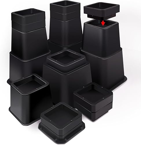 Elevadores de cama ajustables de 1, 2, 3, 4, 5, 6, 7, 8, 9, 10 pulgadas, elevadores de muebles resistentes para patas de marco de cama, elevadores