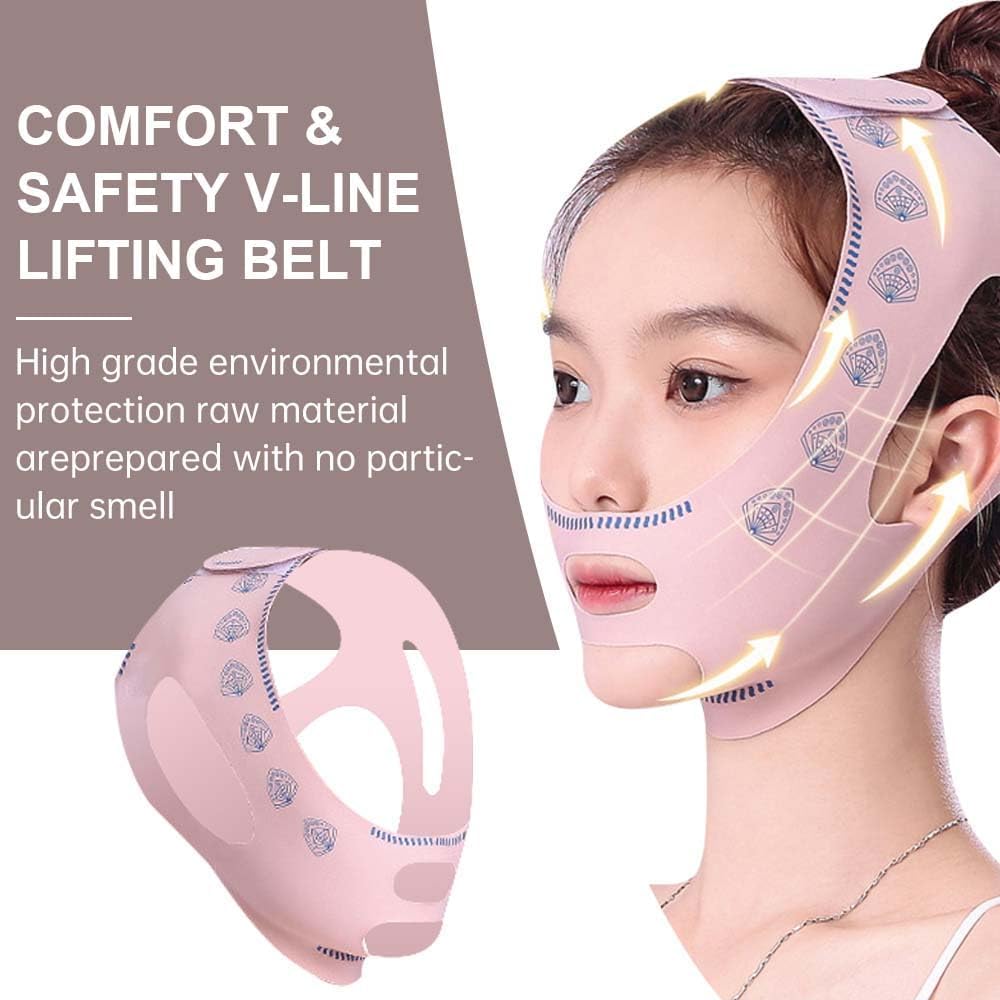 Reductor de Papada, Máscara Lifting Facial Reutilizable, Faja facial lifting, Cinturón Ajustable para Afinar el Rostro y Estilizar la Línea de la Mandíbula, Efecto V-Line y Reducción de Papada
