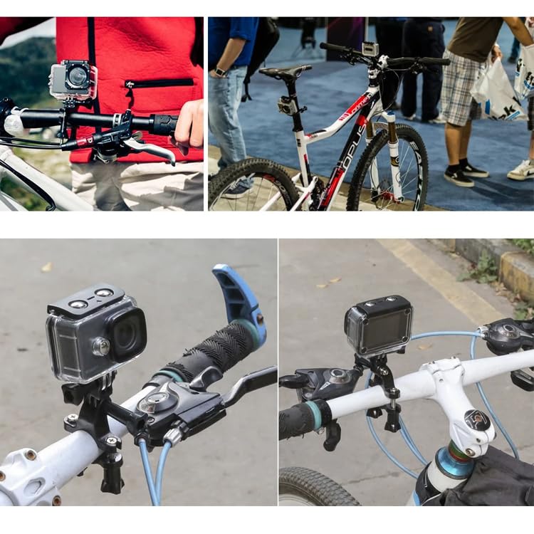 Image of Reflex Camera Bike Handlebar Pole Clamp Mount Compatible with Go Pro Hero 13-5, Session, Insta 360 - Durable, Adjustable Action Camera Mount