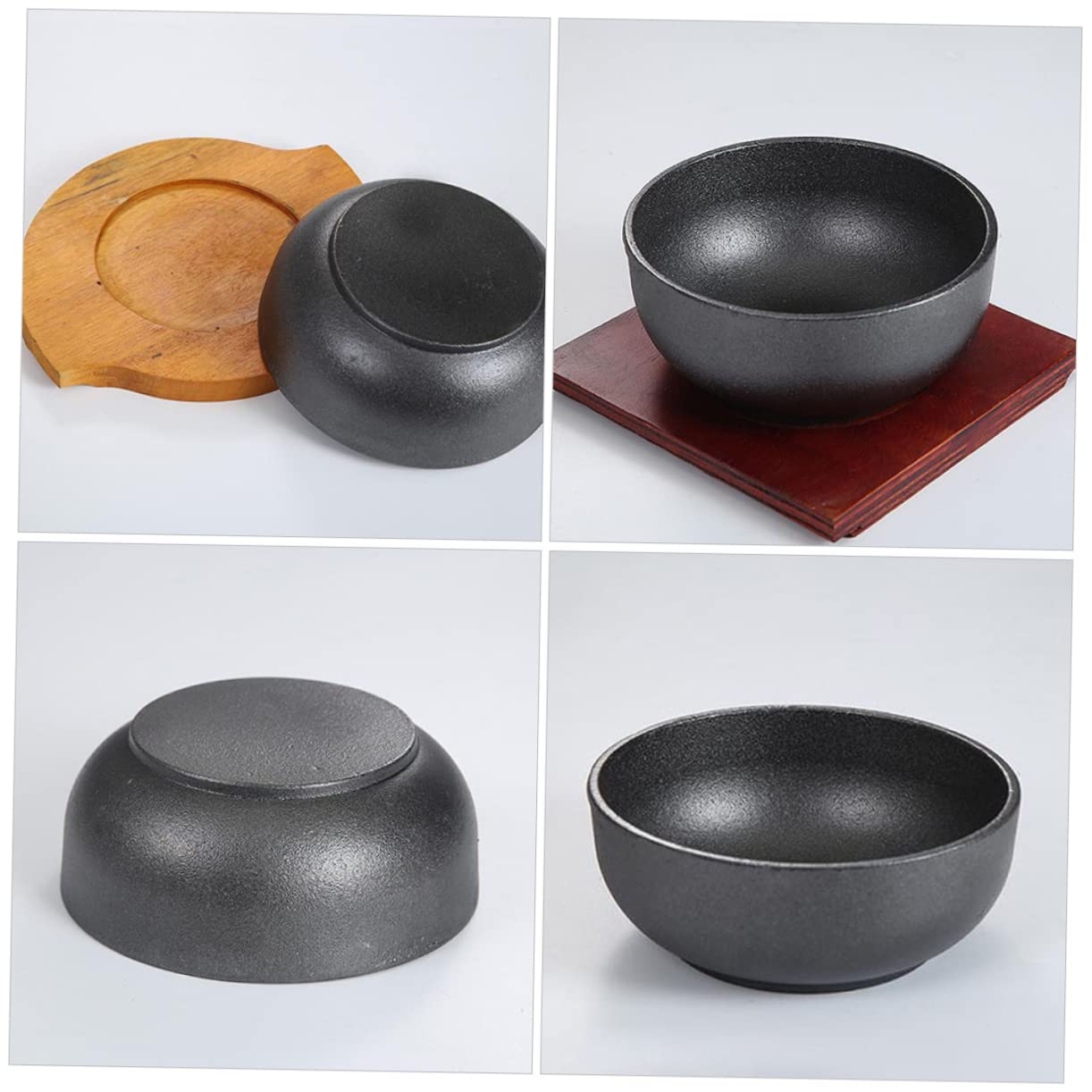 SOLUSTRE Noodle Bowl Food Bowls Bibimbap Serving Stoneware Kook Key Cuisine Accessory Reusable Rice Bowl Daily Use Rice Bowl Restaurant Supply Cast Iron Black