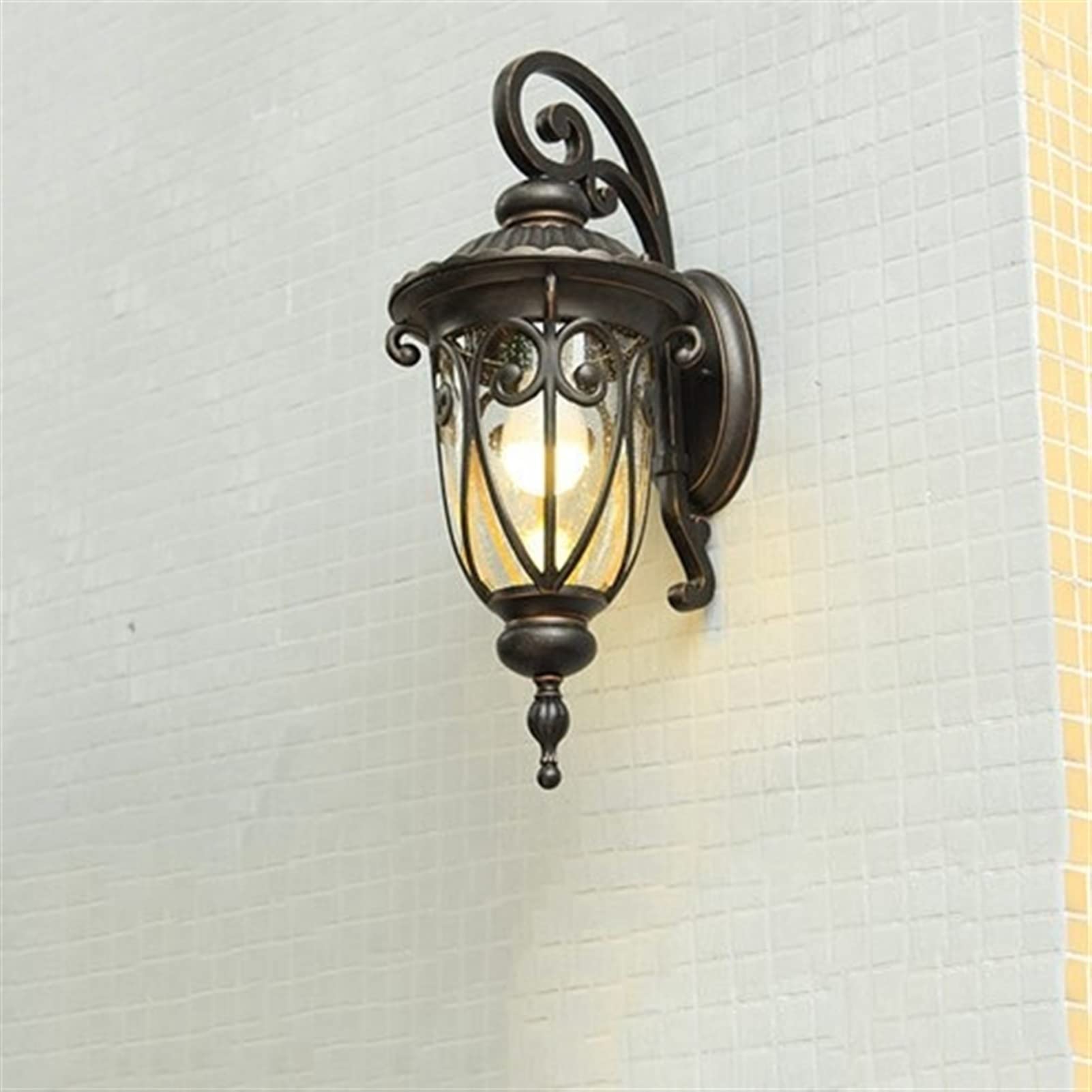 Lampada da Parete Moderna per Esterni, Lampada da Parete Europea E27, lampade da Parete in Vetro - Applique da Parete in Alluminio in Metallo Industriale retrò Europeo i(Down-Small