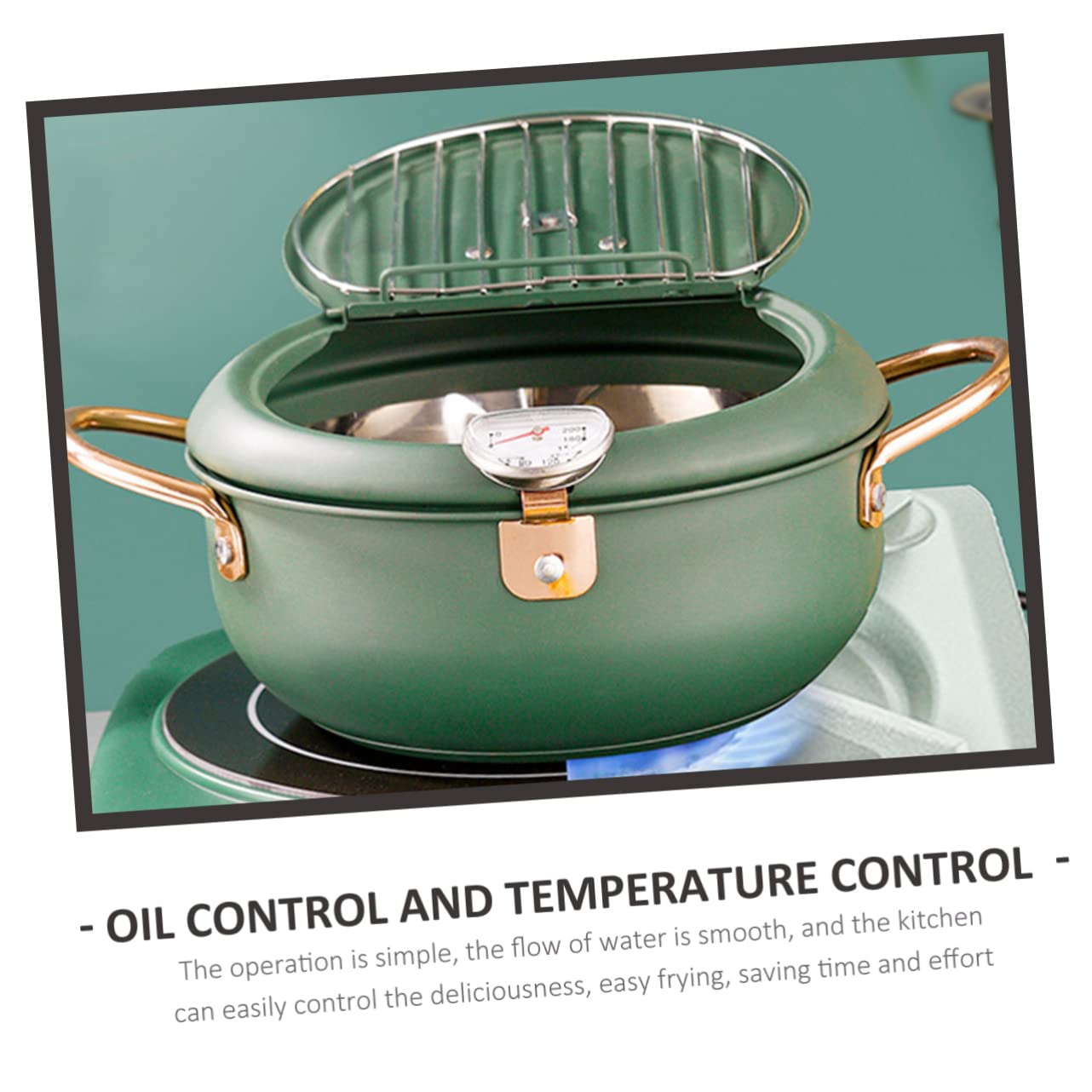 PRETYZOOM 1Pc Stainless Steel Fryer Professional Tempura Deep Fryer with Filter Multi Purpose Cooking Tool for Home Kitchen Nonstick Frying Pot Easy to Clean and Use