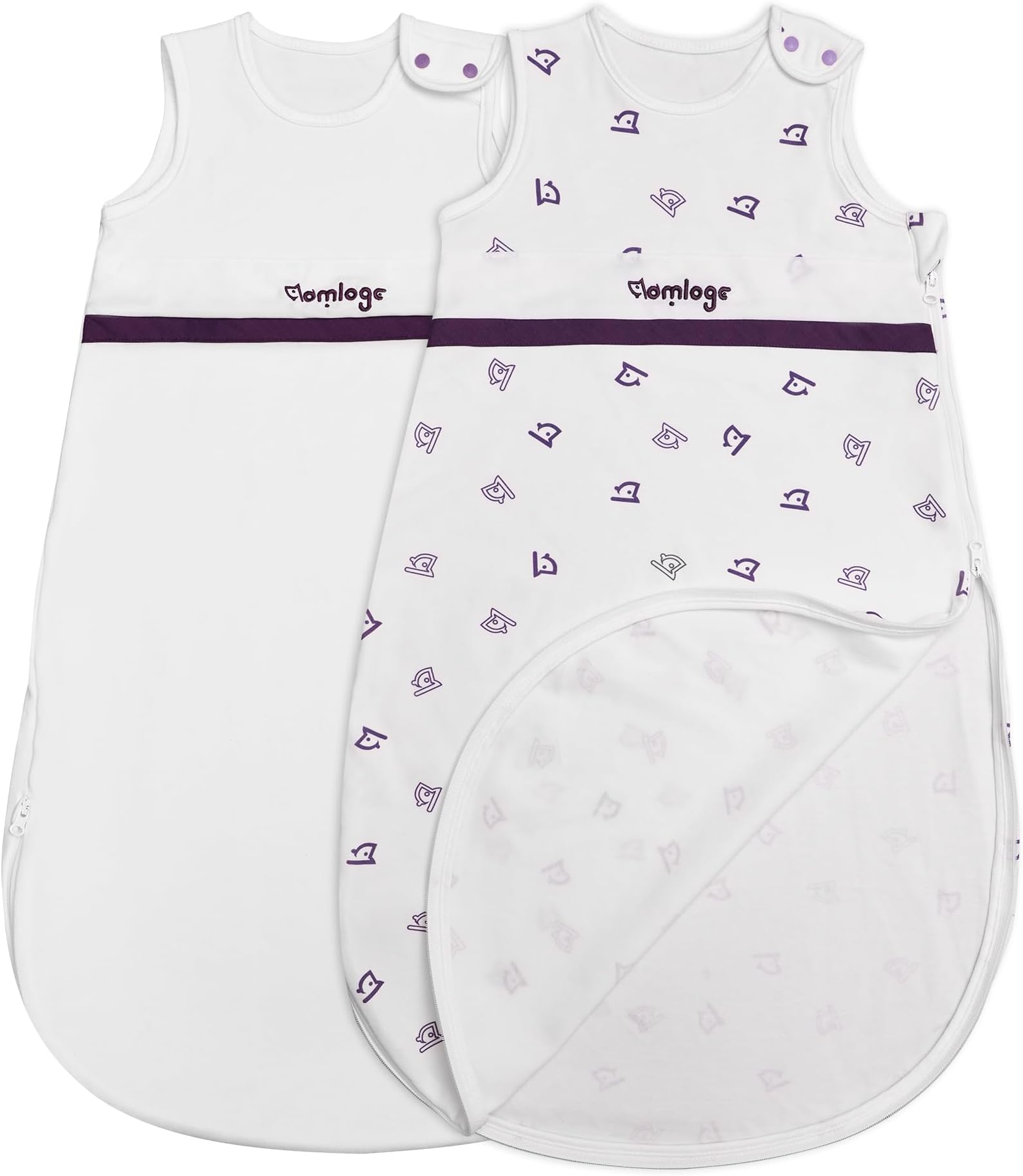 PuppyNap Baby Sleep Sack 2-Pack Set, 6-12 Months, 100% Organic Cotton with 2-Way Zipper