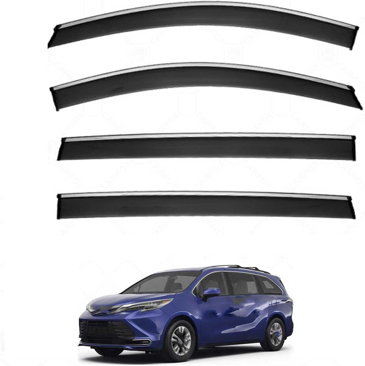 Liufangfc Normal Wind Deflectors For Toyota Sienna Mk4-Xl40 2020-2025 – 4Pc Tape-On Smoked Visors, Weatherproof, Anti-Salt/Snow, Low-Noise