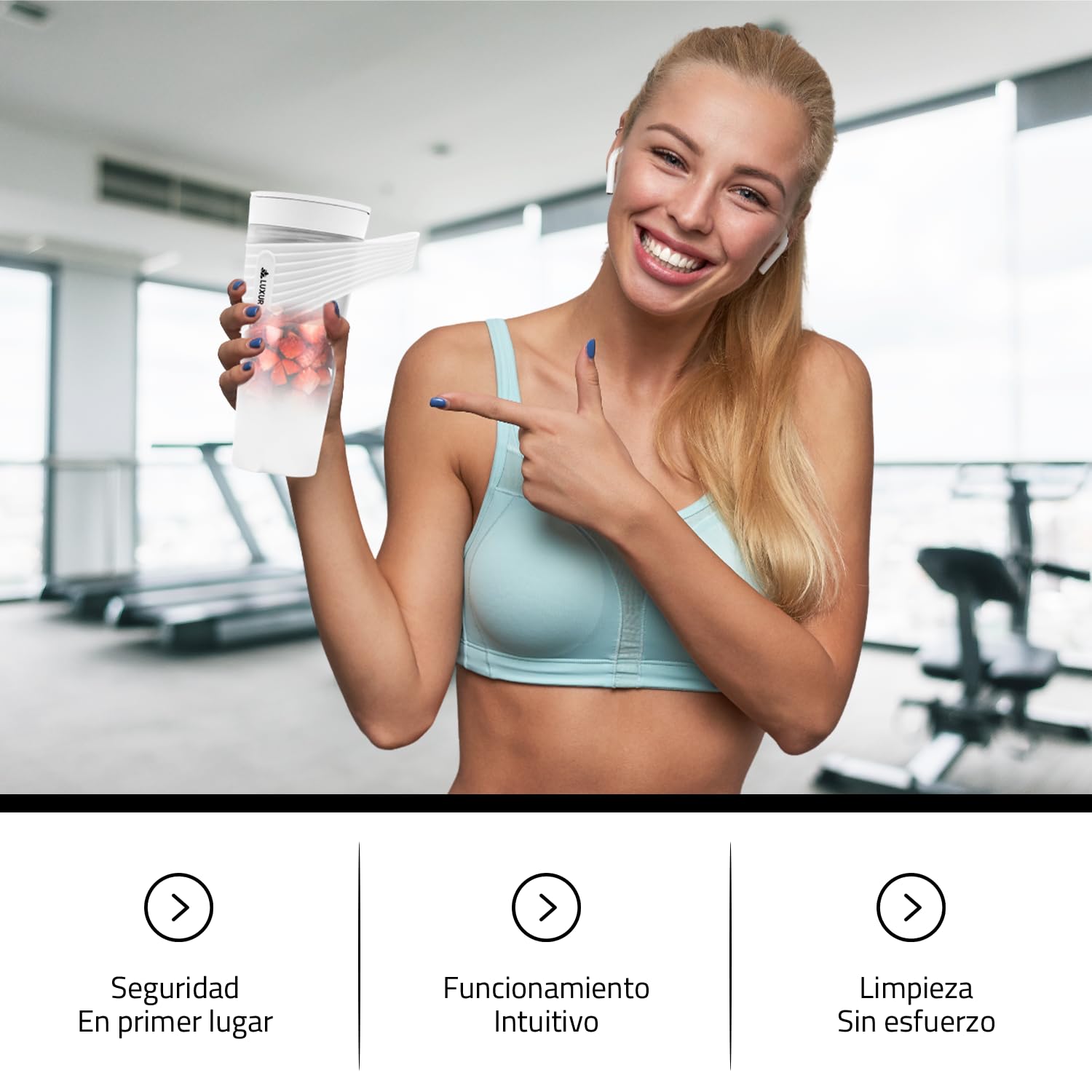 LUX Przenośny mikser do smoothie i smoothie, Blendery do soków i koktajli 460 ml Akumulator, Przenośny mikser stołowy z 6 ostrzami, przenośny blender podróżny, siłownia, biuro (Biały)