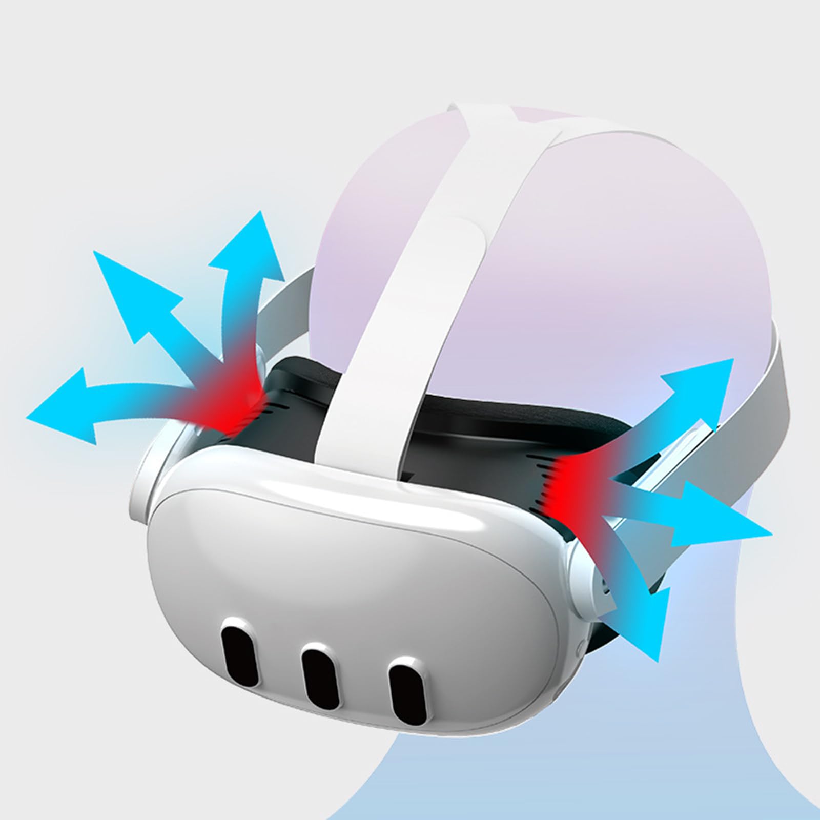 Ventola di raffreddamento RGB compatibile con Meta Quest 3 VR Accessori per cuffie Soft Traspirante Copertura per il viso Cuscino Pad Schiuma Interfaccia Facciale Staffa Ventola di raffreddamento