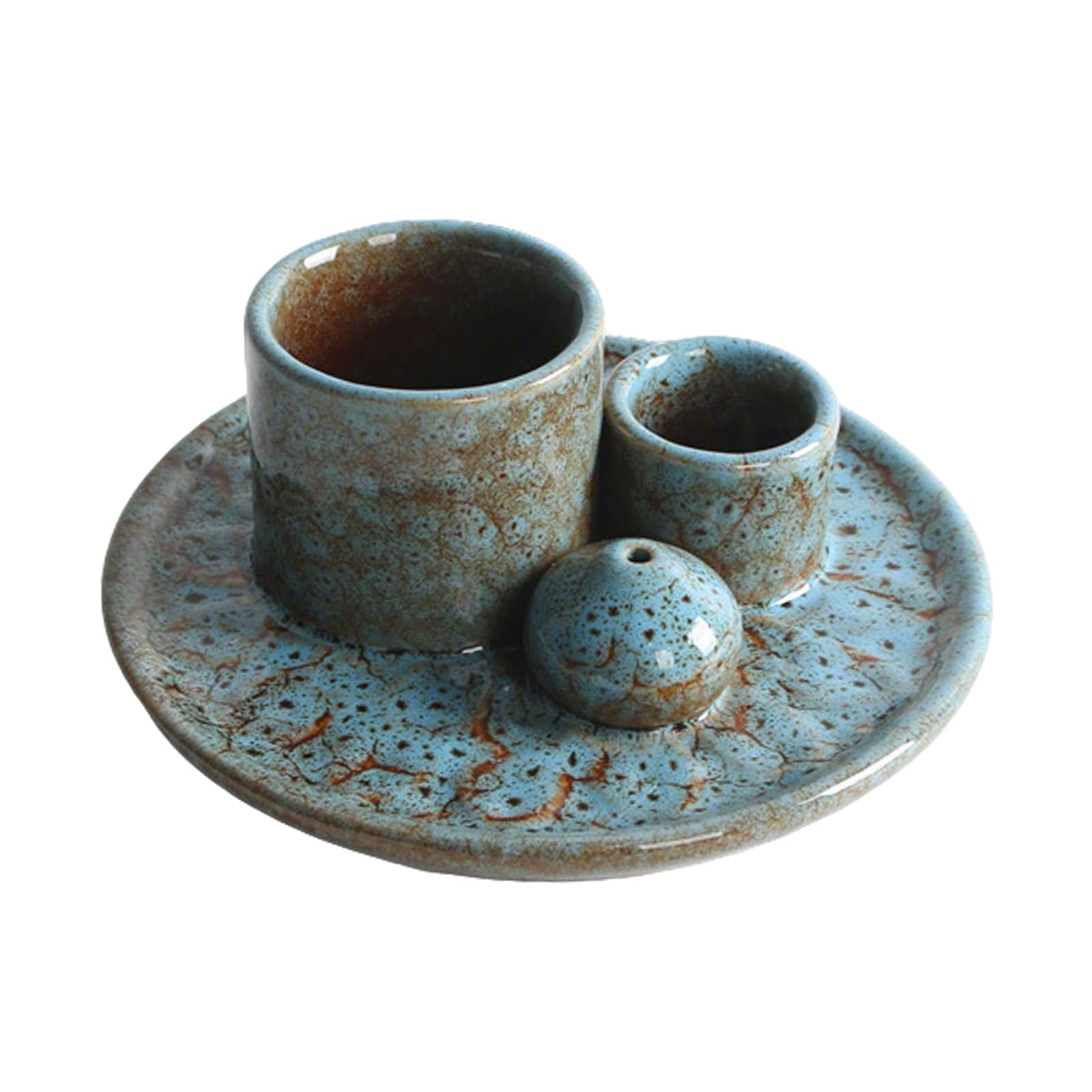 Tsophreniq Multifunction Ceramics Incenses Holders Burners Tray Set for Meditations Space for Santo Wood and Sages Incenses Stick Ceramics Santo Wood Ritual Accessories