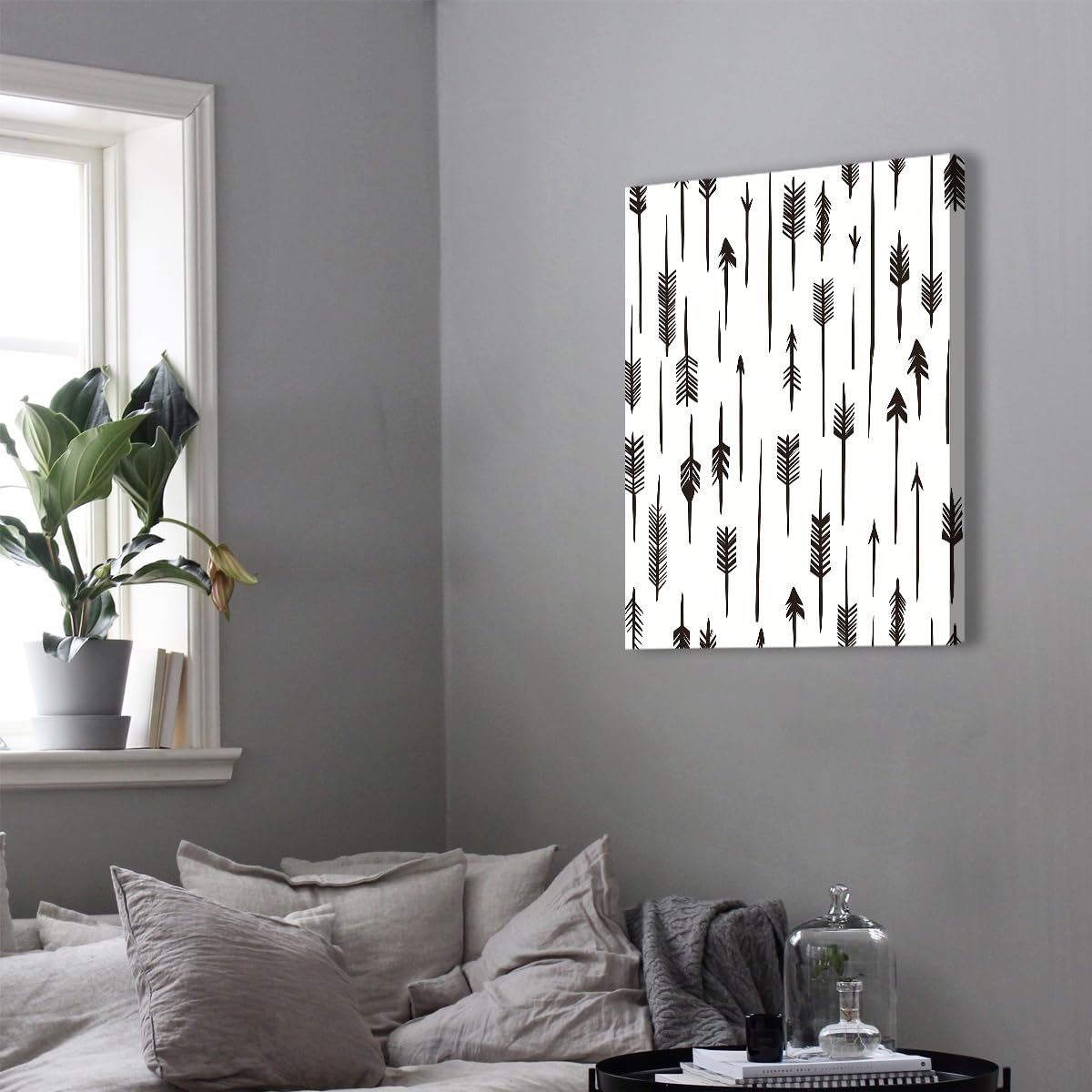 TOANGWALL Wzór strzałki na płótnie, sztuka ścienna, styl plemienny, grafika, nadruki, boho, artystyczne, nowoczesne malarstwo ścienne, malarstwo do sypialni, salonu, dekoracja 40 x 50 cm