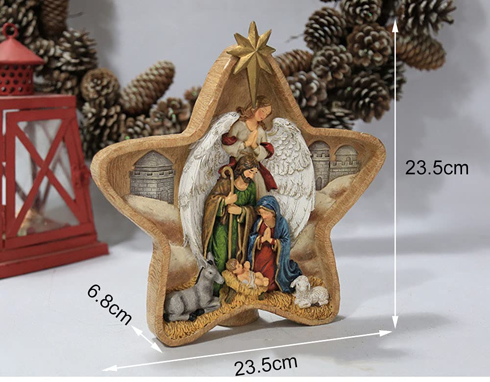 Krippenfiguren Set Jesus Bild Weihnachtsdeko Harz Krippen Figuren Weihnachtskrippe Zubehor Weihnachtstag Dekoartikel Tischkrippen Weihnachtsschmuck Weihnachtshaus Deko, B