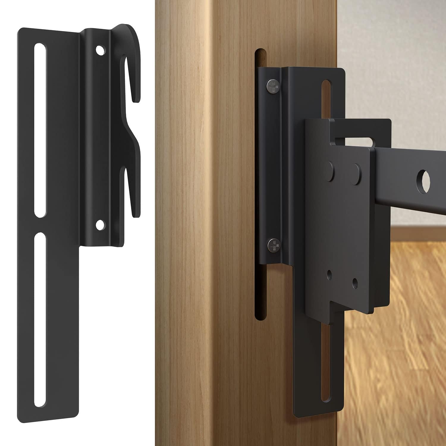4 Pcs #711 Bed Frame Brackets for Headboard or Footboard,Bolt-On to Hook-On Conversion Brackets Bed Hook Adapter, Headboard Hook Set Extra Heavy Duty, Black