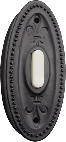 Miniatura 6 de HOMEnhancements Timbre ovalado tradicional negro mate, botón de timbre con cable, timbres decorativos para el hogar