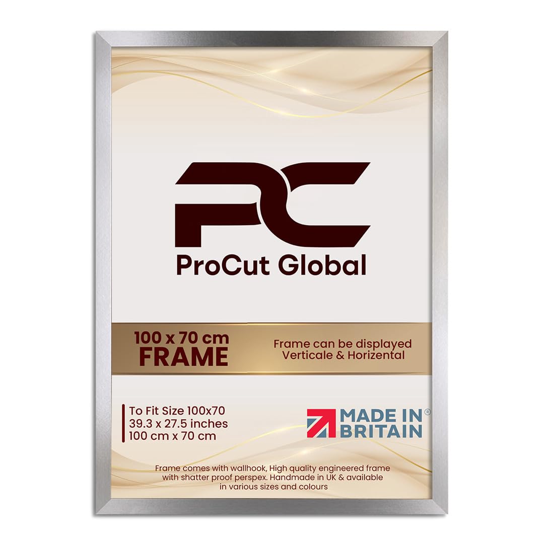 Procut Global 100X70CM Aluminium Picture Frames - Modern Wooden Photo Frame with Shatterproof Perspex for Wall or Tabletop - Perfect for Posters, Certificates, Prints - Sizes & Colors Available — image 1