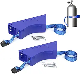 CNQLIS 2 Peças Suporte de Cilindro Abs Suporte de Parede com Parafusos E Cinto de Segurança Suporte Fixo para Cilindros de Gás/Oxigênio de 40L (Azul)