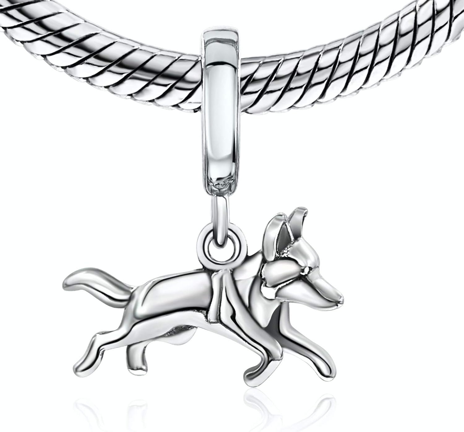 BOLENVI German Shepard Shepherd Dog 925 Sterling Silver Dangle Pendant Charm Bead For Pandora & Similar Charm Bracelets or Necklaces