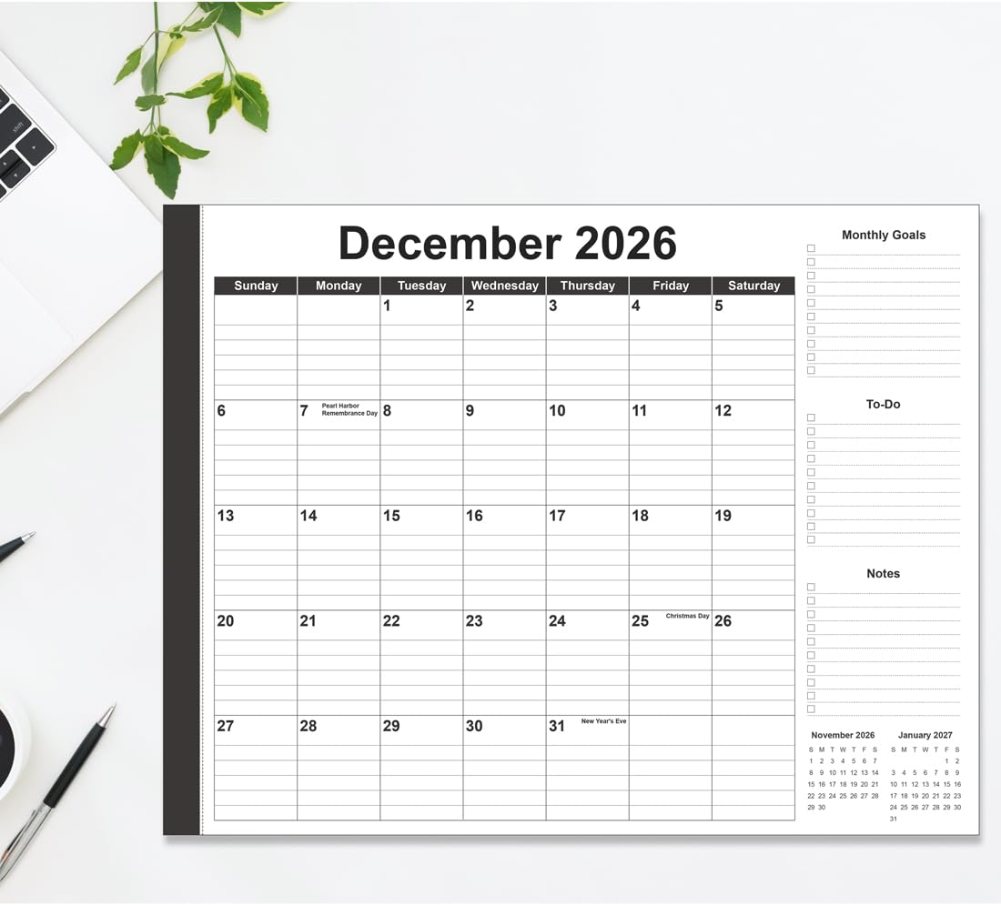 Großer Tischkalender 2024–5,143,5 – 55,9 x 43,2 cm, Tischkalender von November 2024 – Juni 2026, Schreibtisch-Pad-Kalender, perfekt für die Planung und Organisation in Ihrem Zuhause, in der Schule