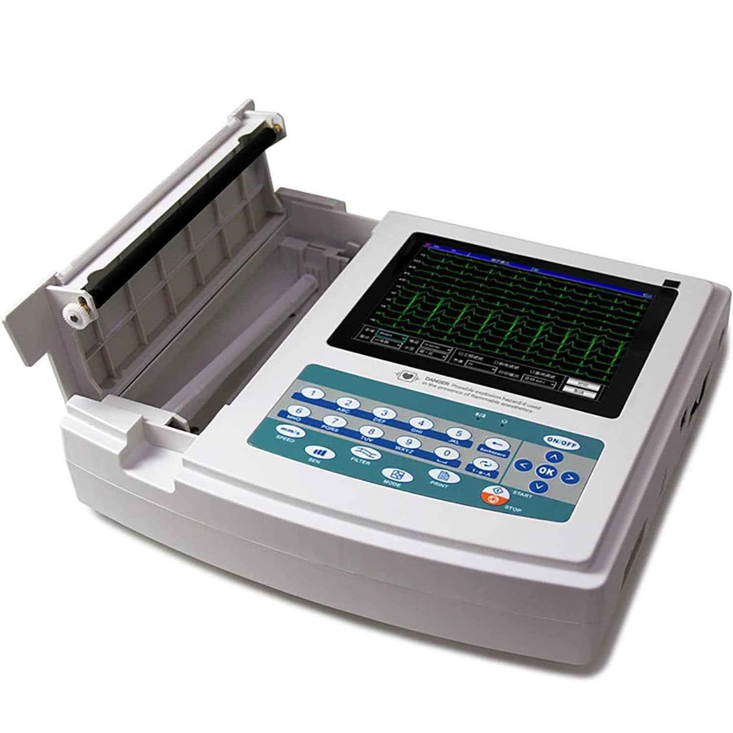 Monitor paziente ECG EKG, Monitor paziente segni Vitali, Monitor ECG Portatile a 12 derivazioni, registra Forme d'onda manualmente o automaticamente