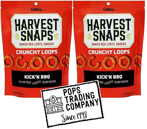 POPS TRADING COMPANY Since 1998 Baked Red Lentil Snack BBQ W/Recipe Card 2 Pack 2.5 ounce