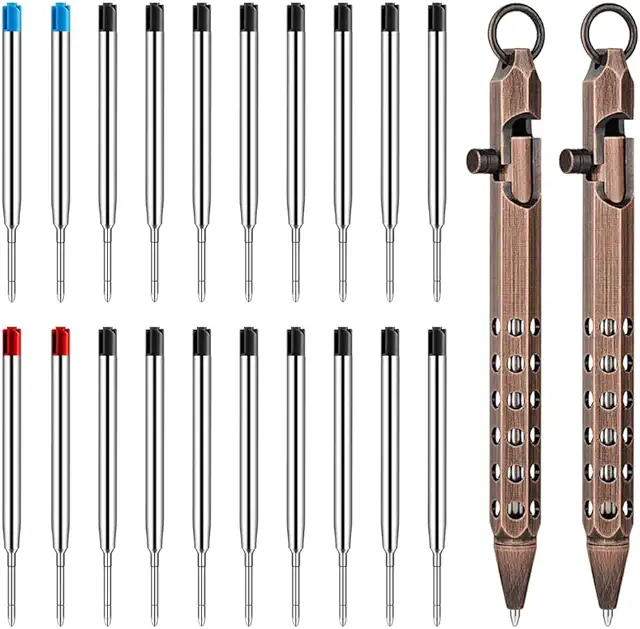 Massiver Messing-Kugelschreiber Set (2er-Pack) mit 20 Nachfüllungen - Kugelschreiber