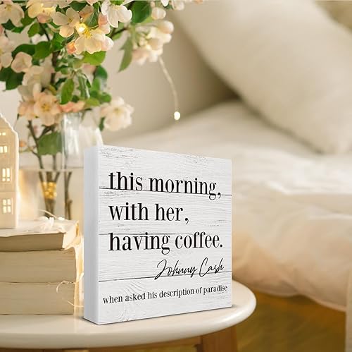 Miniatura 7 de This Morning with Her Having Coffee - Caja de madera para decoración de escritorio, cita de cocina, caja de madera para el hogar, estante de cocina,