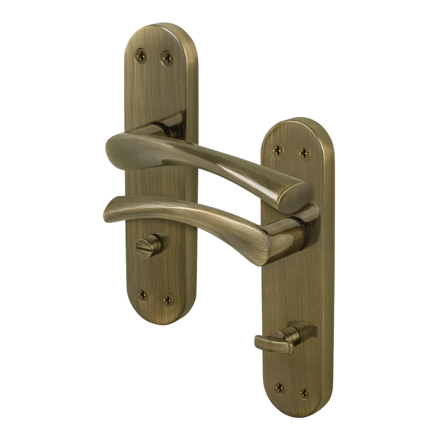 EAI Brass Bathroom Door Handles, 1 Pair of Antique Brass Internal Lever T-Bar Handles on Backplate - Novoli