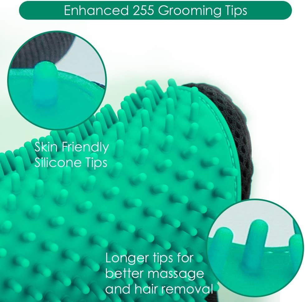 Image of Pet Hair Remover Glove - Gentle Pet Grooming Glove Brush - Deshedding Glove - Massage Mitt with Enhanced Five Finger Design - Perfect for Dogs & Cats with Long & Short Fur - 1 Pack (Right-hand), Green